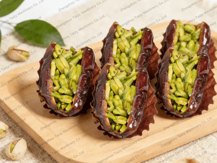 pistachio strips applied to snacks